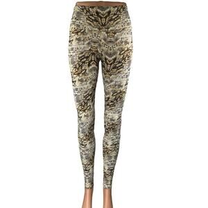 All Access x Bandier Tan Snakeskin Animal Print Yoga Athletic Leggings Pants S